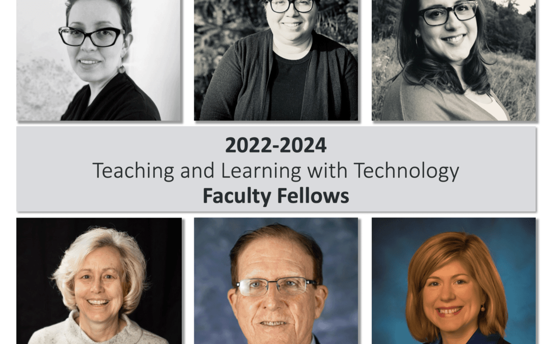 The 2022-24 TLT Faculty Fellows (clockwise from top left) are Anna Divinsky, Cookie Redding, Zena Tredinnick-Kirby, Jeanne Marie Rose, Gregory R. Pierce, and Jacqueline Bortiatynski