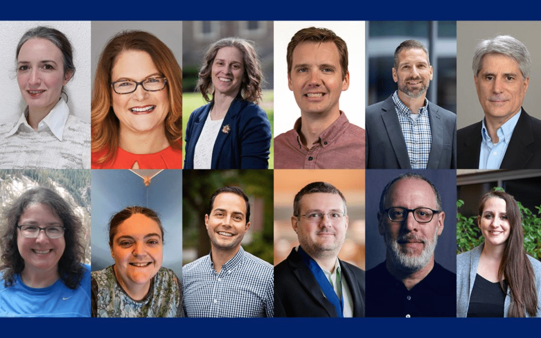 The 2023-24 Teaching and Learning Technologies Faculty Advisory Committee members are (clockwise from top left): Agnes Kim, Dawn Pfeifer Reitz, Emily Rimland, Joe Bueter, John Haubrick, Larry Musolino, Tiffany Petricini, Stuart Selber, Ryan Solnosky, Noel Habashy, Mary Ann Smith and Laura Guertin. Credit: Teaching and Learning with Technology. All Rights Reserved.
