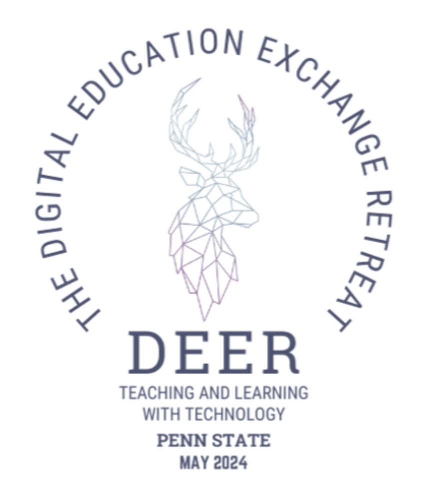 The logo for the "The Digital Fluency Education Exchange Retreat" is designed to represent a light bulb, symbolizing that the retreat is focused on sparking and exchanging ideas. Credit: Helen Hu, Instructional Designer, Teaching and Learning with Technology. All Rights Reserved.