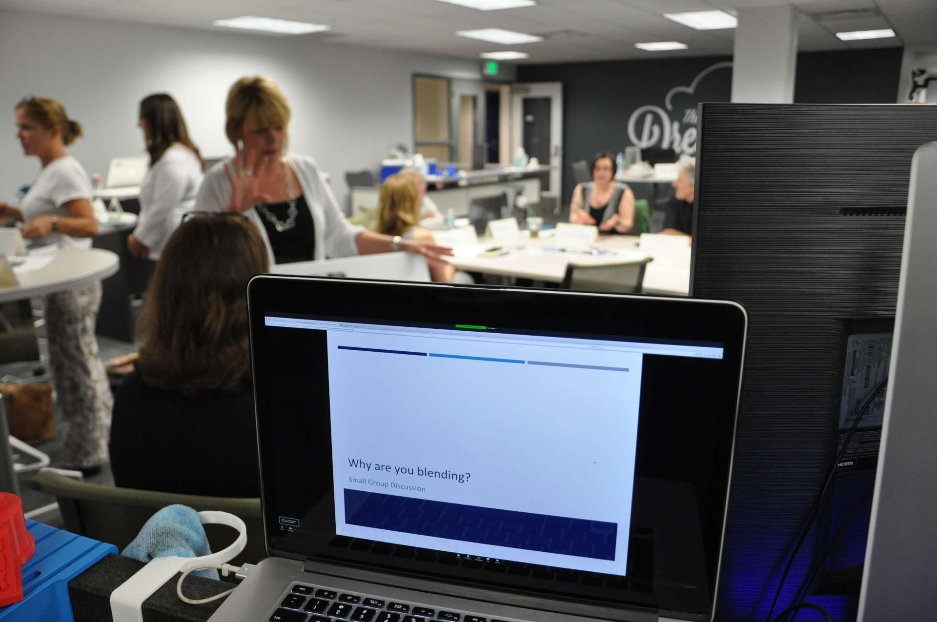 microsoftteams-image.png Recent participants in a BlendLT workshop collaborate during a face-to-face session in the TLT Dreamery at the Shields Building