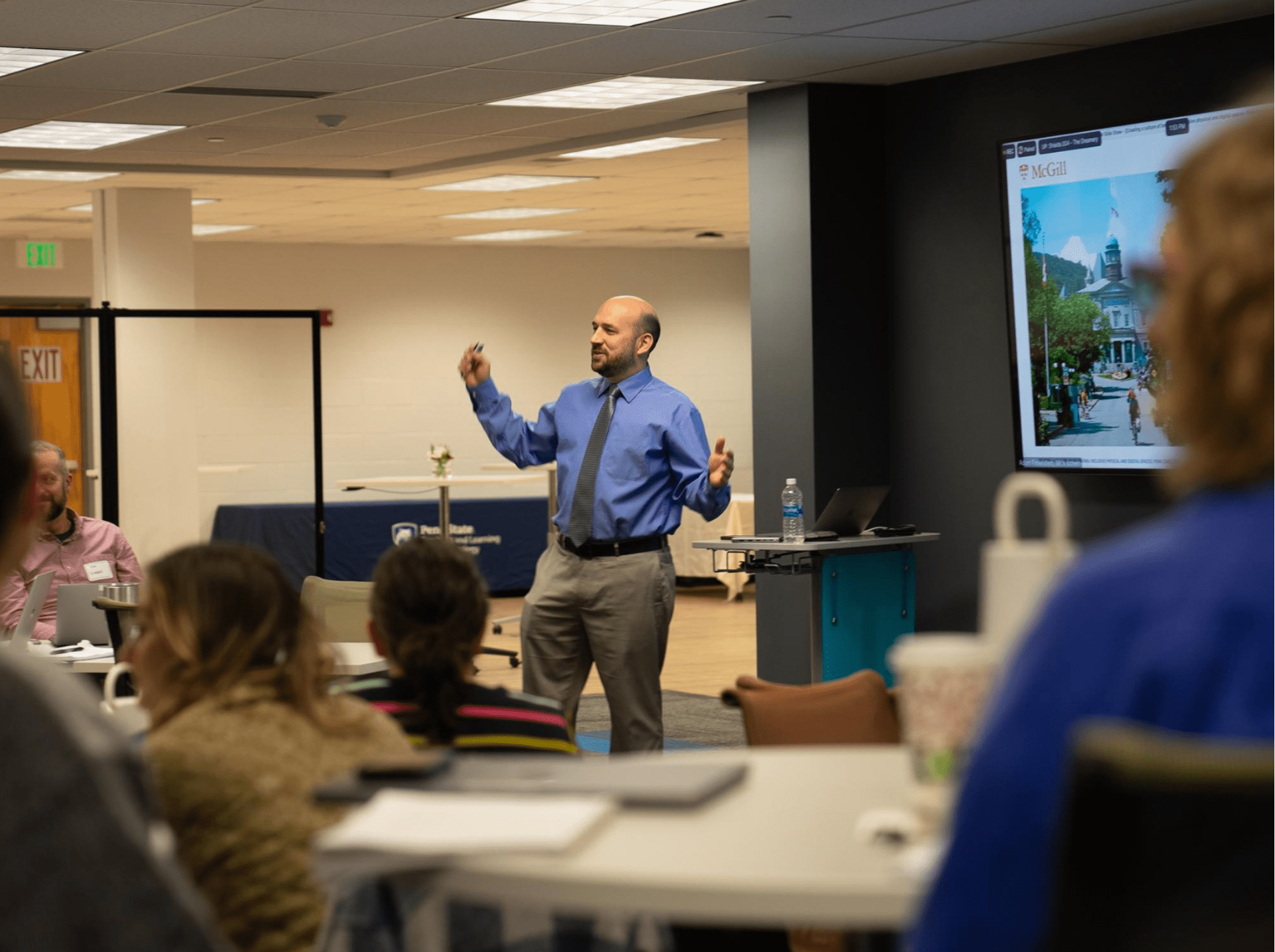 Screenshot 2023-12-11 at 4.04.09 PM Adam Finkelstein from McGill University leads a 2023 session on Inclusive Learning Environments as a part of the Dreamery Speaker Series in the Dreamery on the University Park campus. Credit: Teaching and Learning with Technology. All Rights Reserved.